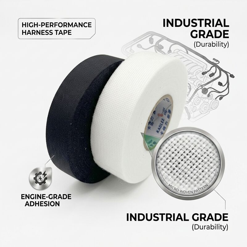 0.25mm Kablee T01 Abrasion Resistant Automotive Cloth Wire Harness Tape Black Orange 25m Roll